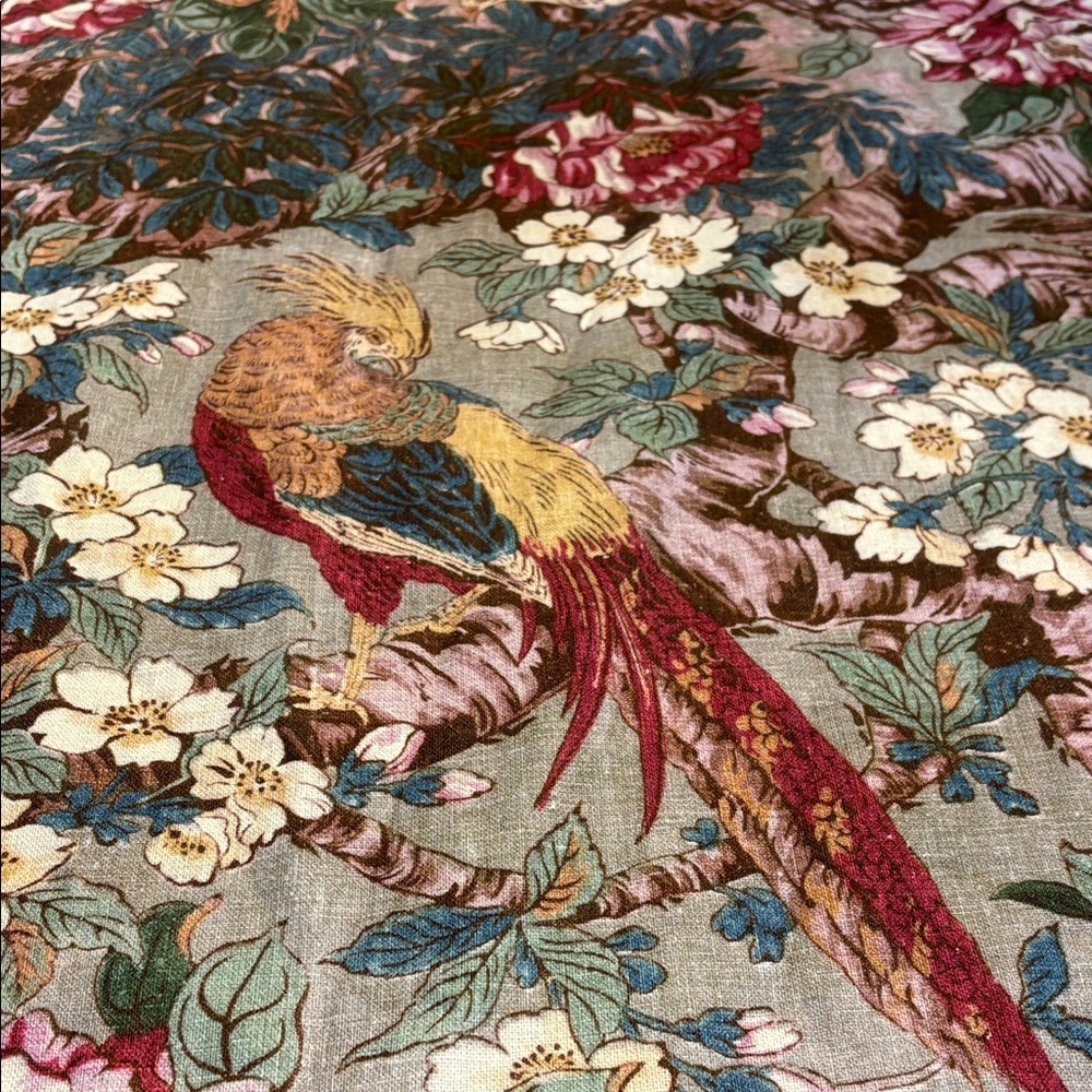 Pottery Barn Pheasant Bird drapery 50”x96”.